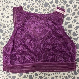 LA VIE EN ROSE PURPLE HIGH NECK LACE BRALETTE